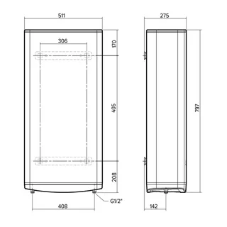 Ariston Velis PRO 45L Flat Electric Water Heater Multi-Position Vertical Horizontal