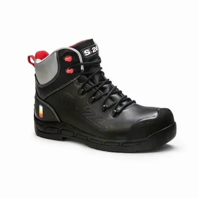 Bota de Seguridad Alta Bitum S3 S24 Cuero Antipinchazos Puntera Composite Obras de Asfalto Construcción