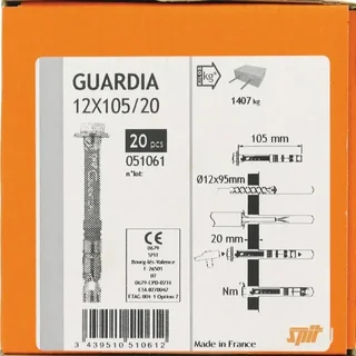 Strike Anchor GUARDIA Ø12x105 mm for Guardrail - Box of 20