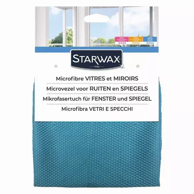 Starwax 1334 Microfiber Cloth for Windows Mirrors Streak-Free Ultra-Soft Cleaning