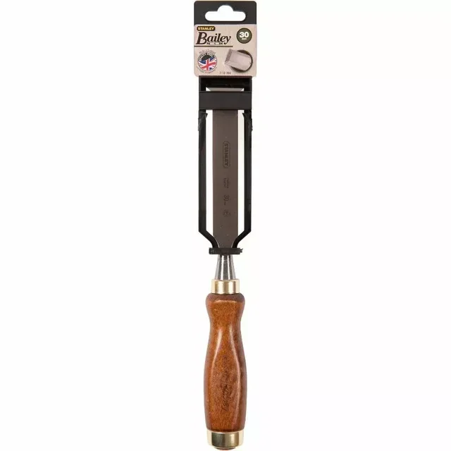 Ciseau à bois manche bois 30 mm acier chromé viroles nickelées