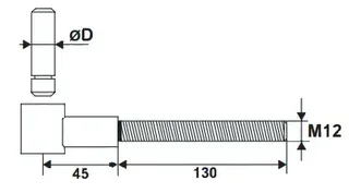 Clip di fissaggio rinforzato Ø16x120mm M12 TORBEL poligono nero 6118B66