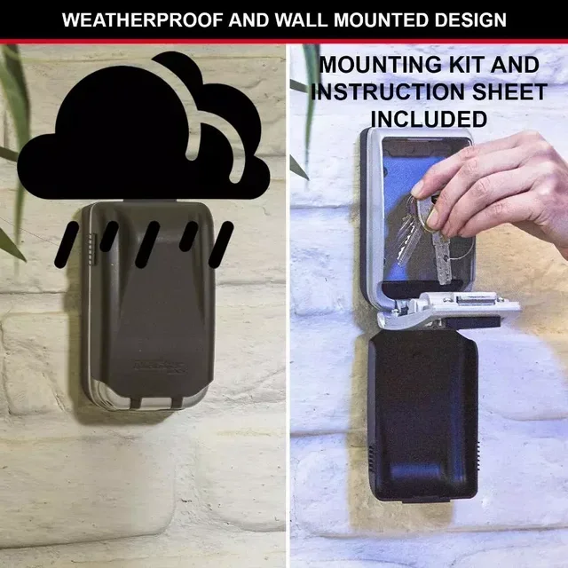 Master Lock 5425EURD Wandmontierter Schlüsseltresor mit integrierter LED-Hintergrundbeleuchtung für sicheren Schlüsseltausch