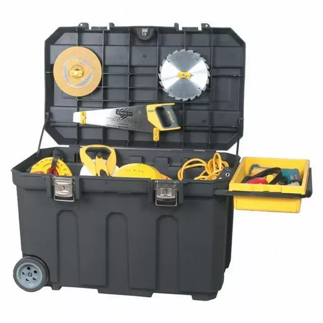 Stanley 190L Job Site Tool Box with Tool Tray and Wheels - Model 1-93-278