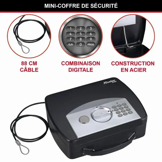 Coffre-fort portable Master Lock P008EML - Serrure électronique compacte pour smartphone et objets de valeur