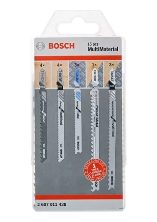 Coffret 15 lames scie sauteuse Bosch multi-matériaux 2607011438