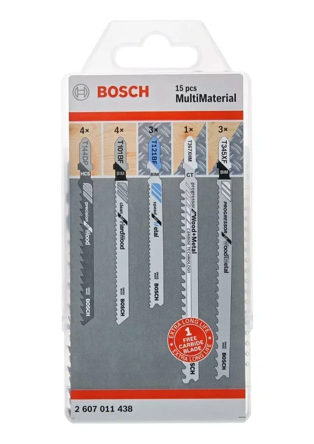Coffret 15 lames scie sauteuse Bosch multi-matériaux 2607011438