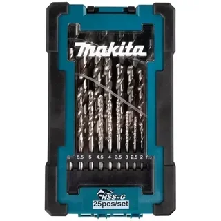 MAKITA D-67555 Set Punte Metallo HSS-G 25 pezzi 1-13mm Acciaio Rapido