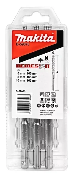 MAKITA B-59075 SDS-Plus Nemesis II Concrete Drill Bit Set 3pcs 6/8/10mm