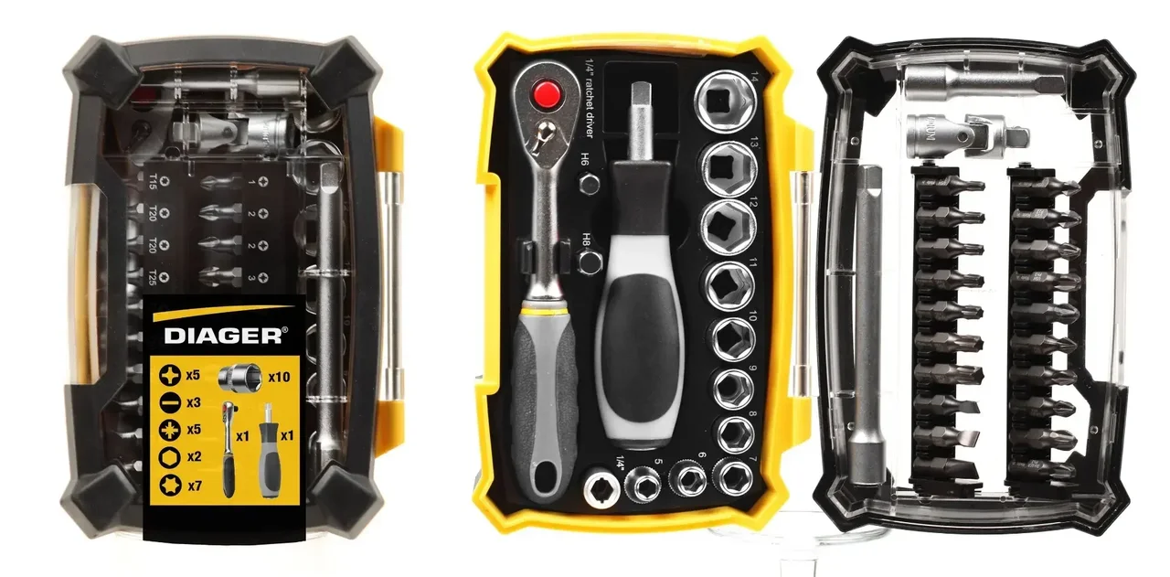 DIAGER 6000C 36-Piece Socket and Bit Set - Complete Screwdriver Kit