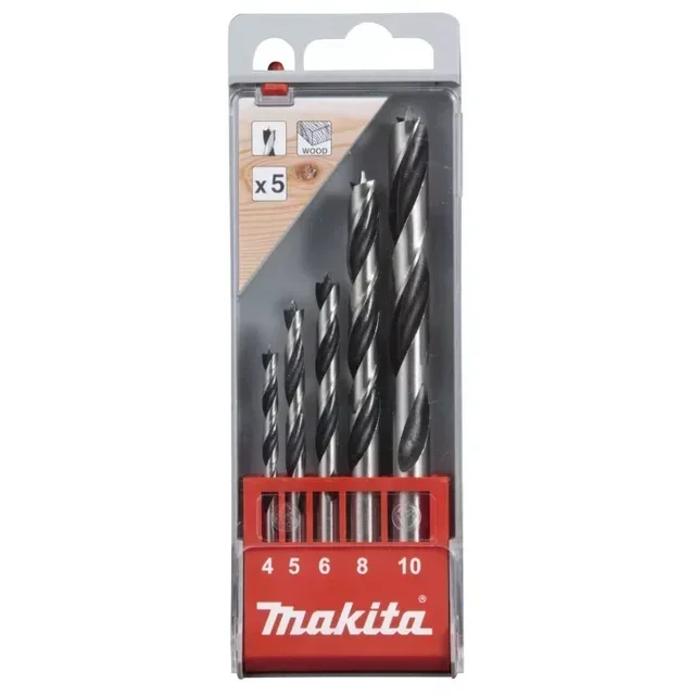 MAKITA D-57211 Set Punte Legno 5 Pezzi Cilindriche 4-10mm
