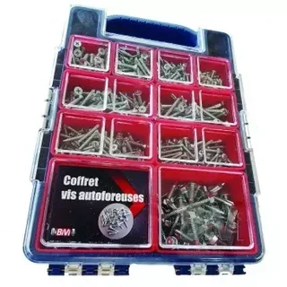 Coffret 755 vis autoperceuses zinguées LENNIE COFAUTOV2 - 10 dimensions têtes cylindriques fraisées hexagonales