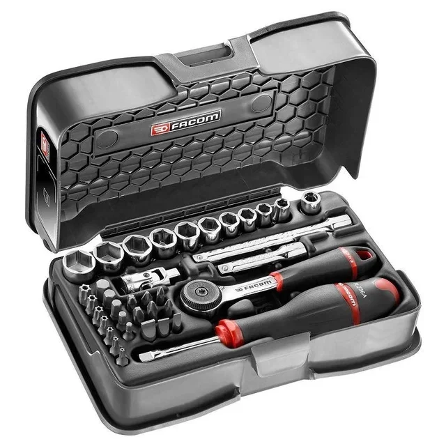 Coffret cliquet 1/4" FACOM R.161-6P6 avec douilles 6 pans et embouts