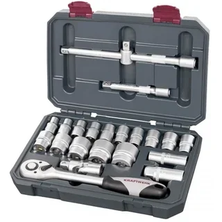 Coffret douilles 1/2" KRAFTWERK 22 pièces 10-32mm cliquet 45 dents