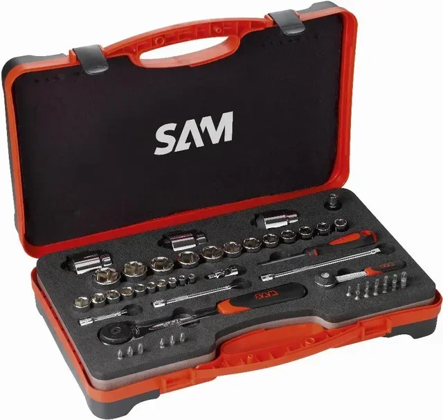 52 Piece Socket Set and Accessories 1/4" and 1/2" SAM OUTILLAGE 75-RS1