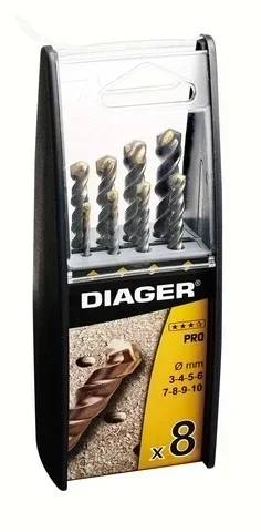 Coffret 8 mèches béton DIAGER Pro Ø3-10mm Série 299B