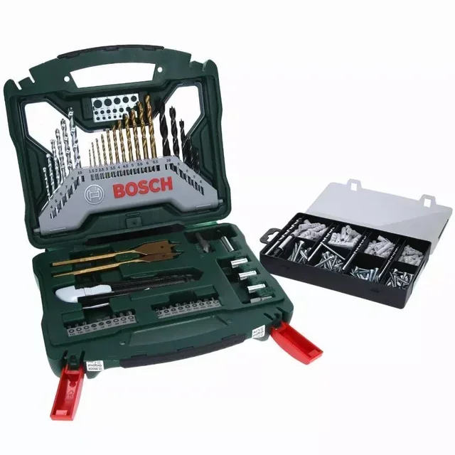 Set trapano e avvitamento Bosch X-Line 50 pezzi + kit fissaggio 173 pezzi