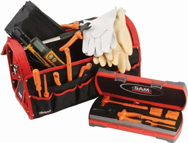 30L Textile Case 11 Insulated Tools 1000V SAM Outillage CP-11 - Complete Electrician Kit with Sockets, Wrenches, Pliers and VDE Screwdrivers