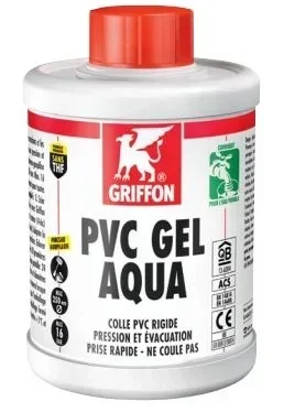 Colle PVC Gel Aqua Griffon spéciale eau potable pour tuyaux et raccords jusqu'à 250mm