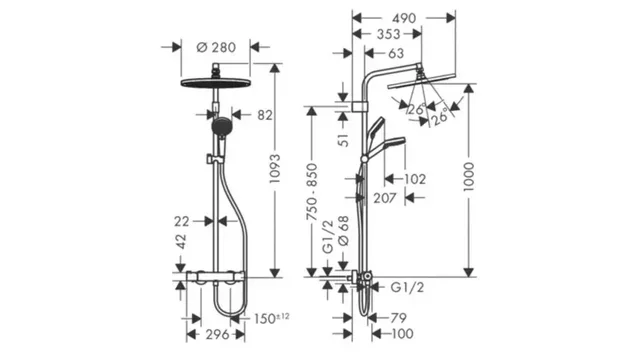 Colonne de douche Hansgrohe Croma 280 thermostatique chromé 27369000