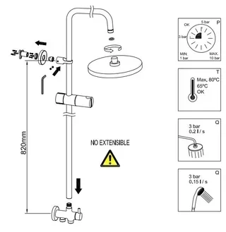Colonne de douche Panam Evo Xtreme Box CLEVER 61027 complète chromée