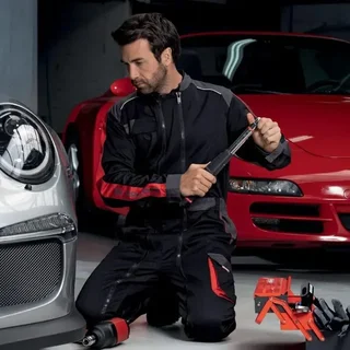 FACOM Ship Doppelreißverschluss Arbeitslatzhose Schwarz Grau Rot - FXWW4000E