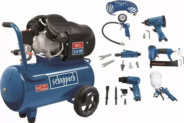 Compresseur à air Scheppach HC55DC 2 cylindres 50L 2200W 10 bars