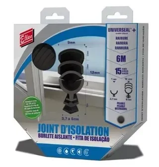Joint isolant noir 6m ELTON rainure 1-12mm universel étanche thermique phonique