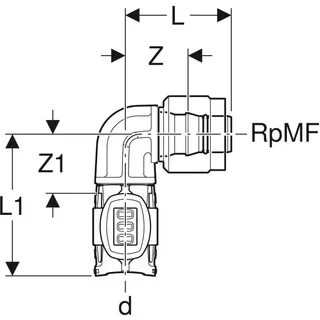 Codo 90° FlowFit Ø16 mm MasterFix Geberit - Racor Multicapa a Presión Estanco