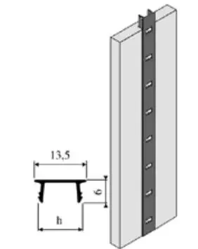 Crémaillère aluminium VACHETTE 1337 anodisé argent 2 m encastrable