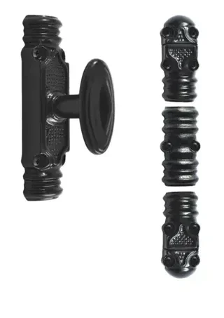 Crémaillère rustique ROLLINGER 16x8 cm noire avec accessoires pour tringle