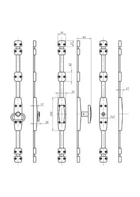 Crémone à anneau zinguée MAP 1ANC - Serrure fenêtre tringle 16x6mm