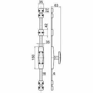 Crémone porte 1BX MAP bouton inox zingué tringle 16x6mm