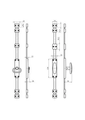 Crémone MAP MASSARD 3BX Fermeture Multi-points Zinc Bouton Inox