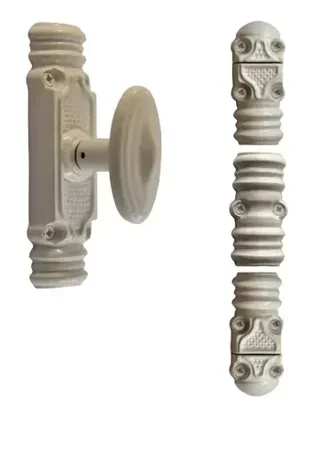 Crémone rustique Rollinger 16x8 blanc 9016 avec bouton et accessoires