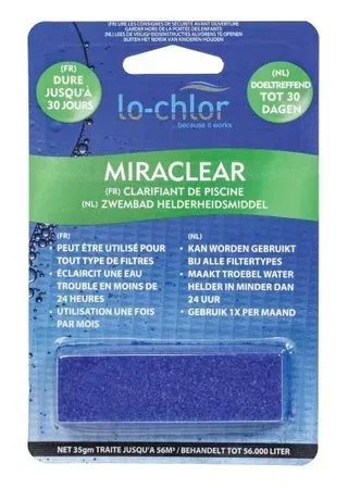 Cube Nettoyant Miraclear LO-CHLOR 35g - Clarificateur Piscine Écologique