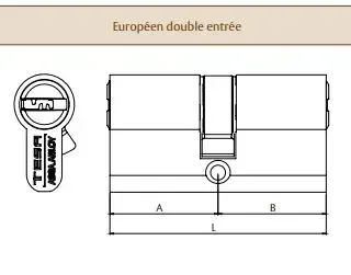 Cilindro di sicurezza TESA TX8530 con 5 chiavi alveolari reversibili