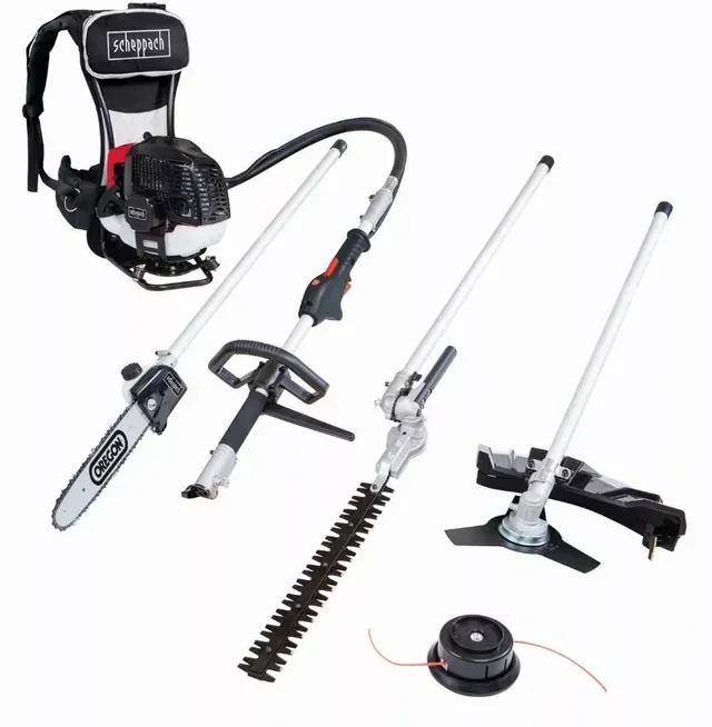 Débroussailleuse multifonction 4 en 1 SCHEPPACH MFH5300-4BP 52 cm³ à dos avec harnais ergonomique