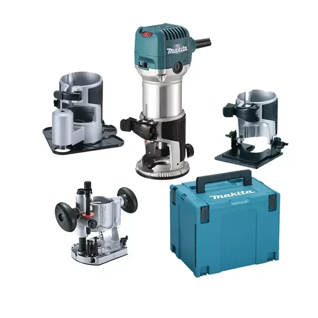 Fresatrice Rifilatrice Makita RT0702CX3J 710W con 4 Basi e Valigetta MakPac