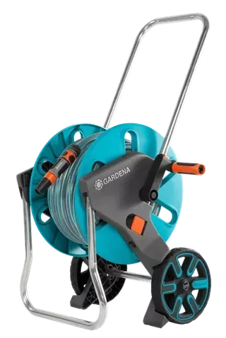 Carro portamangueras móvil GARDENA CleverRoll M 25m con soporte Kick&Stand y conector antigoteo