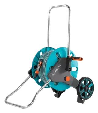 Carro portamangueras móvil GARDENA CleverRoll M 25m con soporte Kick&Stand y conector antigoteo
