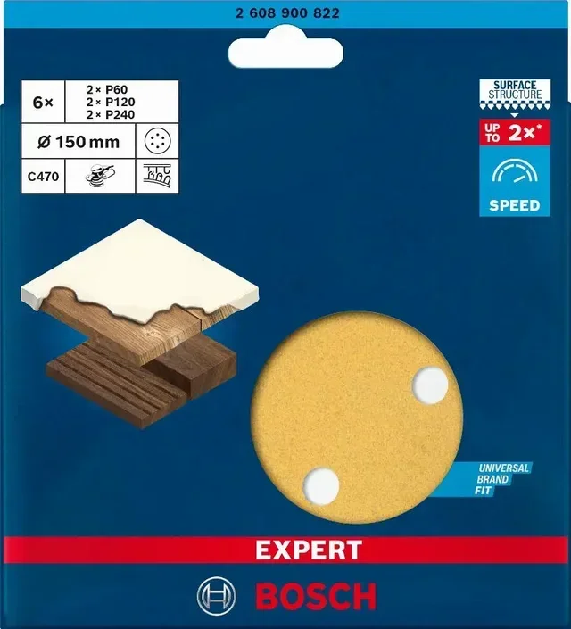 Disque abrasif Bosch Expert C470 pour ponceuse excentrique 125mm