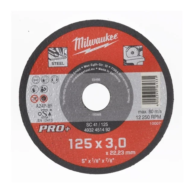 Disque tronçonner Milwaukee métal 125mm acier armature fer