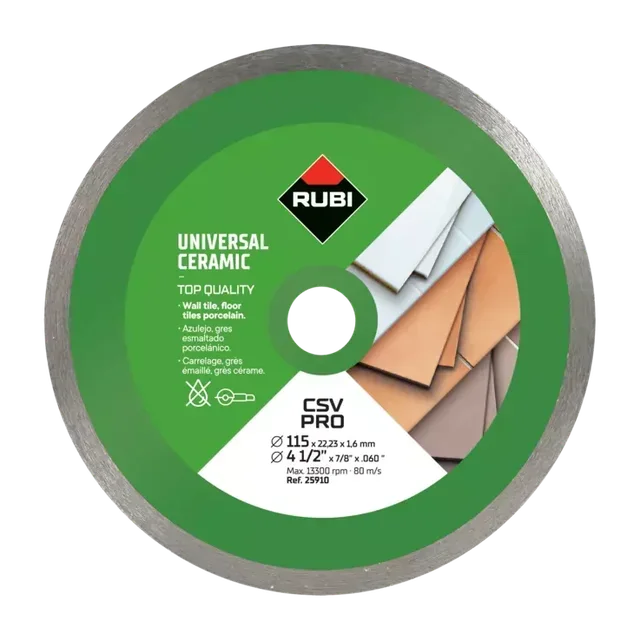 Disco diamantato ceramica bordo continuo CSV 125 Pro RUBI 31915