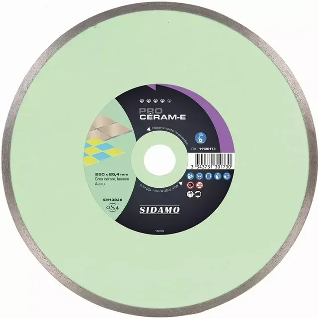 Disque diamant SIDAMO Pro Céram-E Ø250 mm - Coupe carrelage céramique