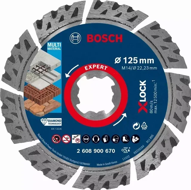 Disque diamant X-LOCK Bosch 125 mm multi-matériaux - Expert 2608900670