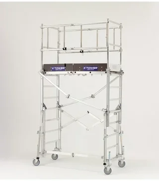 Échafaudage télescopique TUBESCA X'Tower 4m aluminium pliable roulant professionnel