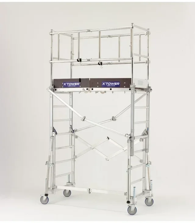 Échafaudage télescopique TUBESCA X'Tower 4m aluminium pliable roulant professionnel