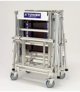 Échafaudage télescopique TUBESCA X'Tower 4m aluminium pliable roulant professionnel