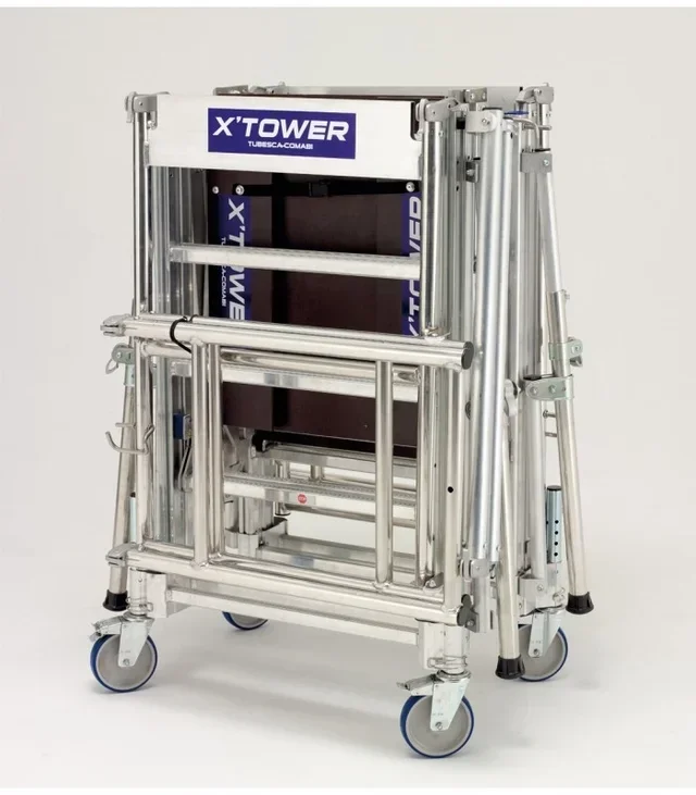 Échafaudage télescopique TUBESCA X'Tower 4m aluminium pliable roulant professionnel